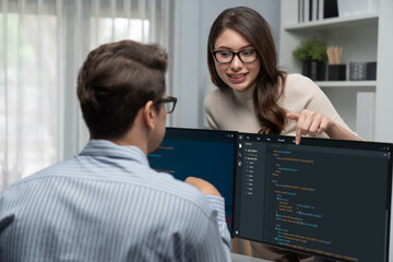 Software development programming on computer screen for brisk application and program coding