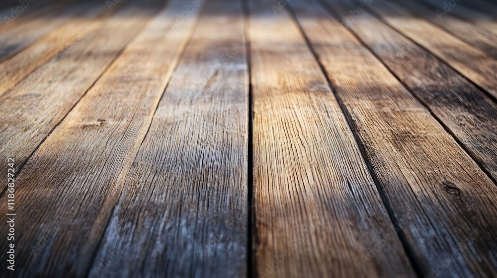 Poster Rustic Wooden Floorboards with Natural Light and Shadows Adding Depth : Generative AI