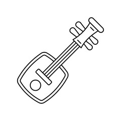 Shamisen line icon with white background vector stock illustration