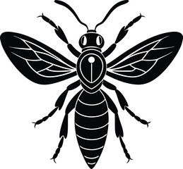  Wood wasp silhouette vector illustration