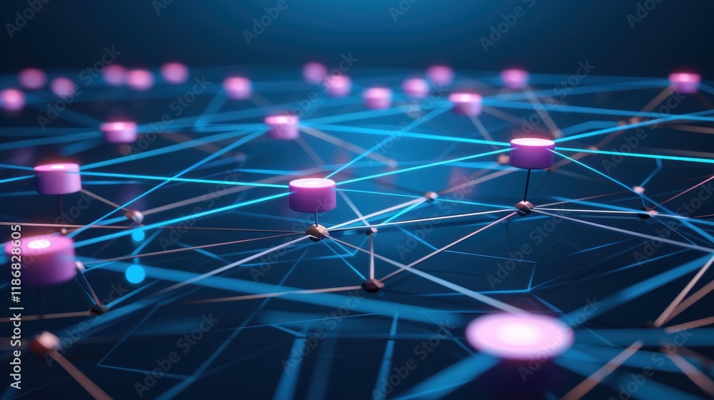 Poster abstract network connection glowing nodes. (1)