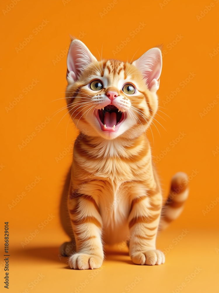 Aufkleber A Whimsical Orange Banner Displaying A Surprised Ginger Cat In A Web Design Template With Copious Copy Space Available. 00002