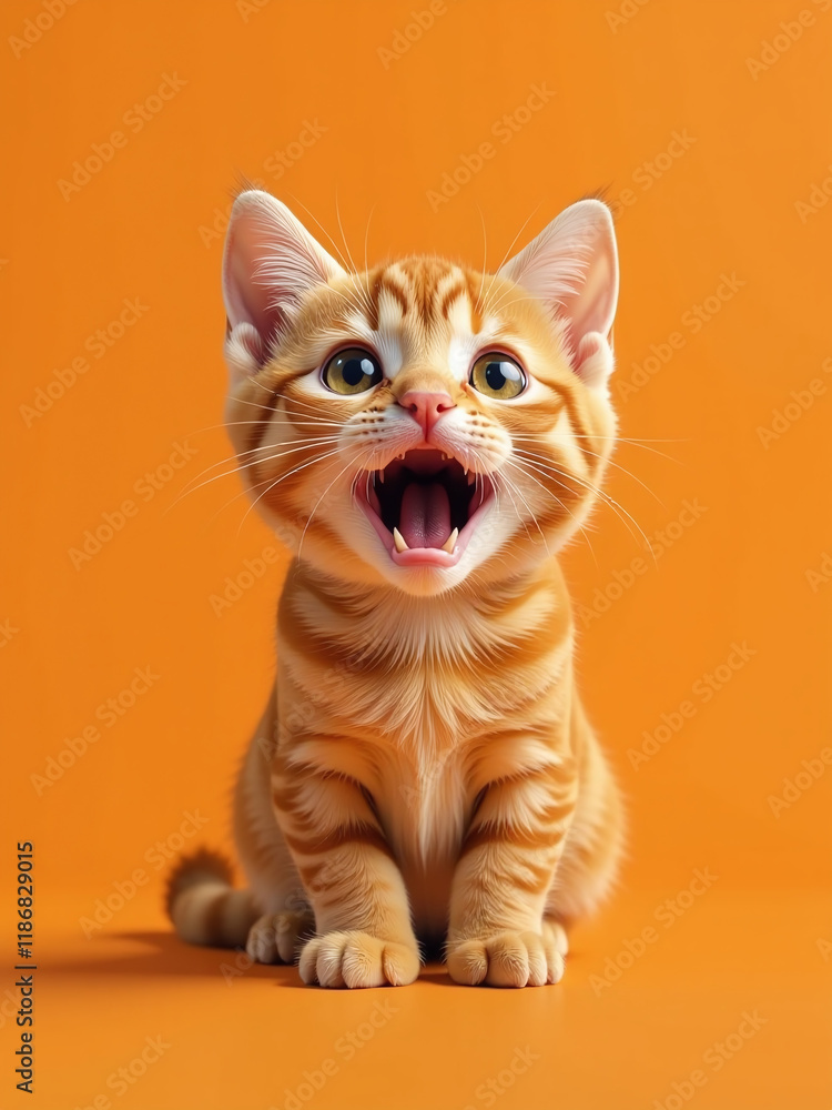 Aufkleber A Whimsical Orange Banner Displaying A Surprised Ginger Cat In A Web Design Template With Copious Copy Space Available. 00001