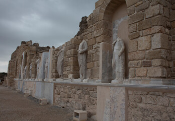 Fototapeta premium state agora with statues archeological site of Side, Turkey
