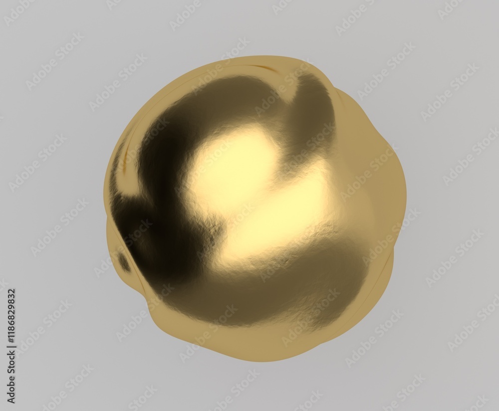 Poster golden 3d glitchy sphere with wavy ripples on a grey background. surreal illustraton for creative de