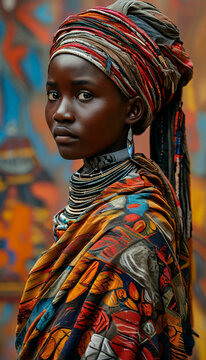 beautiful African woman of Nilotic people in national dress