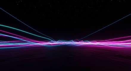 Neon Trails in the Dark:  A mesmerizing display of neon light streaks across a deep black background, evoking a sense of mystery and intrigue.