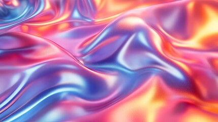 Obraz premium Iridescent holographic fabric undulating, shimmering with vibrant colors and dynamic textural movement