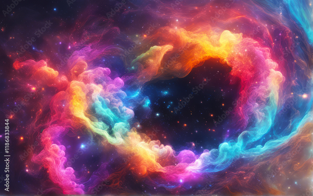 Wall mural super nova abstract colorful hold of galaxy nebular with stars and smoke on the space in universe ba