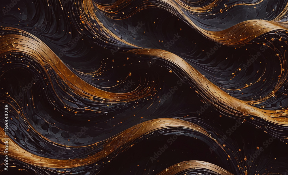Aufkleber black and gold wave pattern is displayed. the gold is positioned in the middle of the black, creatin