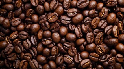 Fototapeta premium Closeup view of roasted coffee beans perfect for brewing fresh aromatic coffee : Generative AI