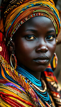 beautiful African woman of Nilotic people in national dress