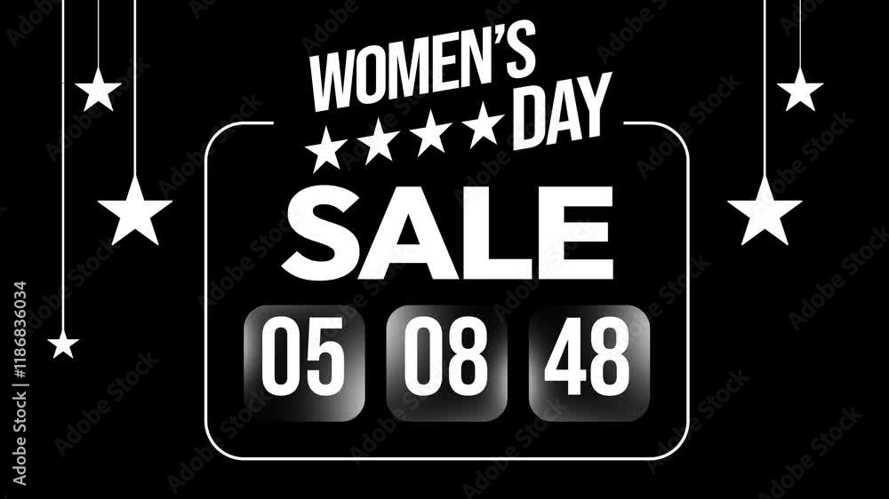 Poster women's day sale countdown timer of 10 seconds 4k animation with multiple keying channels including 