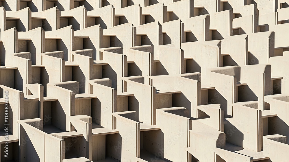 Poster abstract architectural concrete structure. geometric patterns and shadows create a visually interest