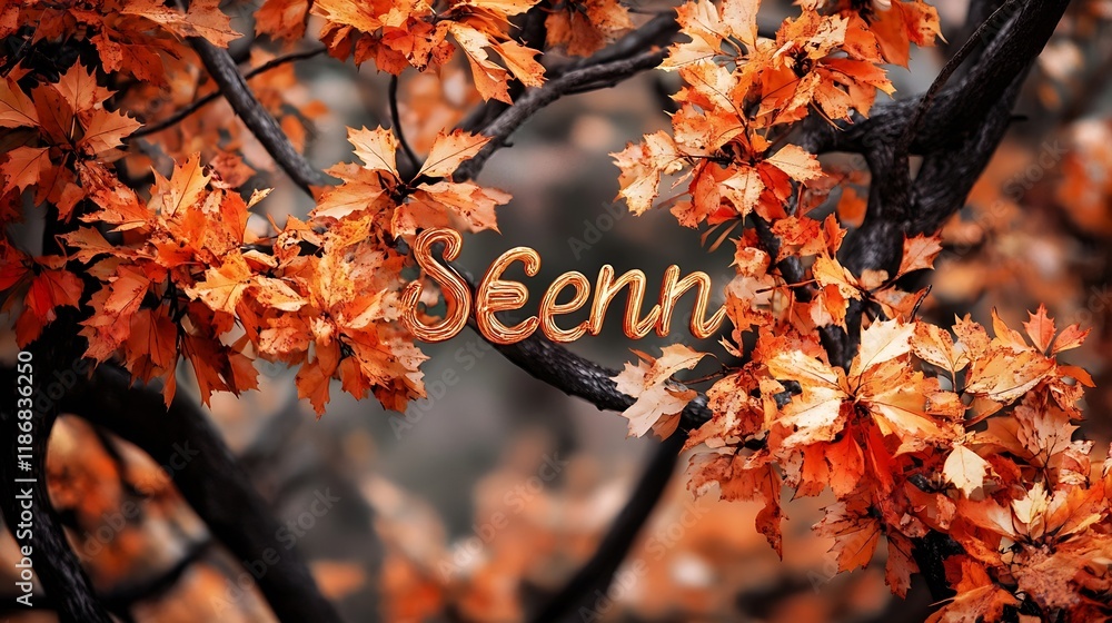Poster vibrant autumn leaves on branches capturing the essence of fall foliage in nature : generative ai