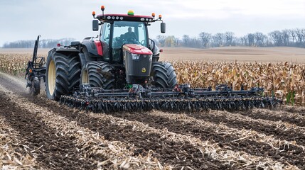 Fototapeta premium Tractor working on a field.