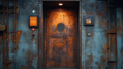 Rusty Metal Doorway Industrial Setting Unique Design