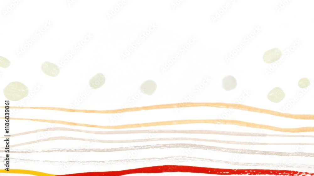 Poster a minimalistic abstract image featuring soft, wavy lines in various colors against a white backgroun