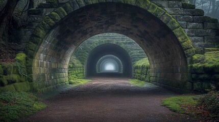 Obraz premium Mossy Stone Archway Tunnel Leading to Light