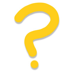 Yellow hand drawn question mark icon on a transparent background