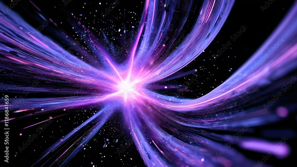 Poster dynamic abstract swirl of vibrant colors representing energy and cosmic motion in a futuristic desig