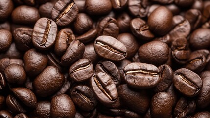 Fototapeta premium Macro Shot of Roasted Dark Coffee Beans for a Rich Aromatic Experience : Generative AI