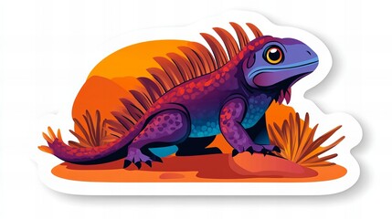 Vibrant purple and orange lizard sticker design. Perfect for adding a tropical touch to your belongings!