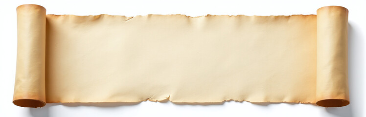 Obraz premium A Vintage Blank Paper Scroll Isolated On A Clean White Background Provides Ample Room For Creative Writing And Design Concepts To Unfold. 00003