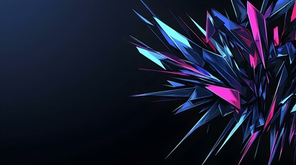 Abstract dark background with vibrant blue and pink crystal shards. Ideal for tech, gaming, or futuristic designs.