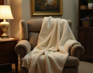 Soft Blanket and Cozy Armchair for Relaxation