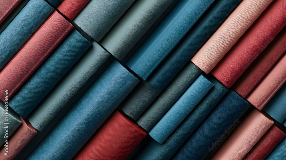 Poster abstract image of colorful textured books arranged in a diagonal pattern. perfect for design project