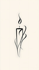  One-Line Candle Drawing with "Leri Candle" Text in Calligraphy