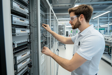Fototapeta premium Engineer assessing facility performance