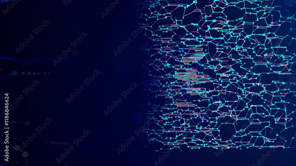 Poster exploring the intricate world of digital connections and data visualization in a vibrant abstract co