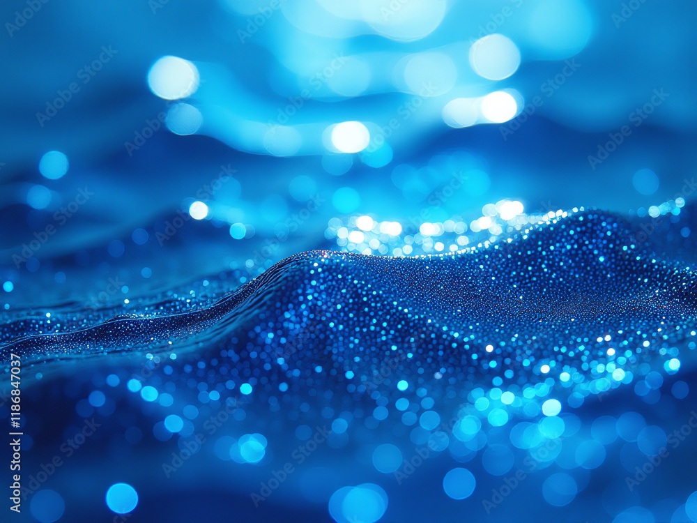 Poster A Vibrant Blue Glitter Water Effect Creates A Visually Striking Background Pattern With Added Depth And Visual Interest Instantly Everywhere. 00002