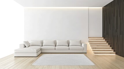 Contemporary Interior with LCD Screen - 3D Render