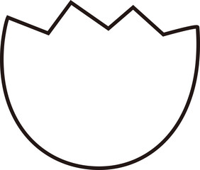 egg Cracked Open outline. Simple shape split Egg Isolated .  egg shell cracked in half.  Transparent Background. © 素真 莊