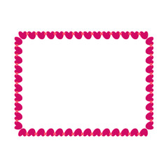 Valentine love heart rectangle frame border