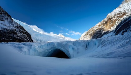 Obraz premium Glacial Ice Cave in Snowy Mountains Winter Landscape