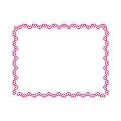 Valentine love heart rectangle frame border