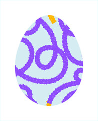 Easter egg, Easter day festival icon, ostern egg illustration with decoration pattern squiggle trxtured brush symbols collection, vector illustration.