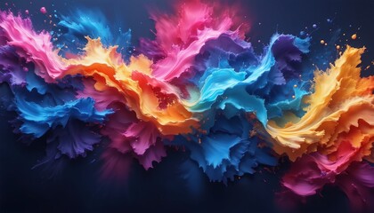 Obraz premium Abstract Splatter Paint Art: A Vibrant Display of Colorful Swirling Patterns and Dynamic Textures.