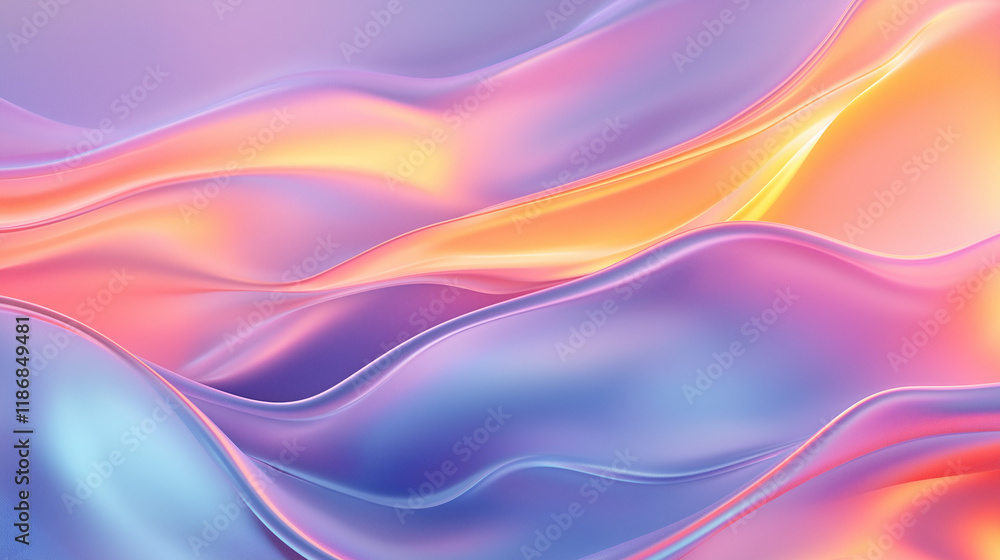 Poster abstract liquid flow: a captivating abstract background with smooth, flowing waves of iridescent hue