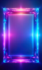 Neon Glowing Glass Frame with Vibrant Lights – Abstract Digital Background for Modern Graphic Design Print Poster and Web Projects