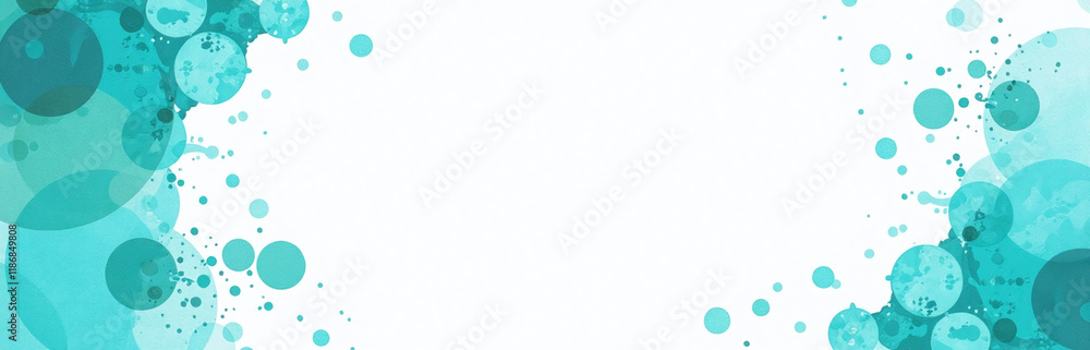Aufkleber A Turquoise Splash Pattern With White Background Is Generated By A Generative Ai Using Watercolor Circle Shapes In A Frame Design. 00002