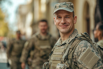 Soldier in a camouflage uniform, AI Generative