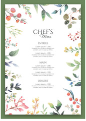 Menu Restaurant Special Event Chef Food Wedding Meal Vector Template
