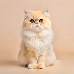  A cute persian cat sitting on colorful background