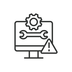 Obraz premium Troubleshooting icon in line design. Troubleshooting, problem, solution, repair, diagnostics, error, technical on white background vector. Troubleshooting editable stroke icon