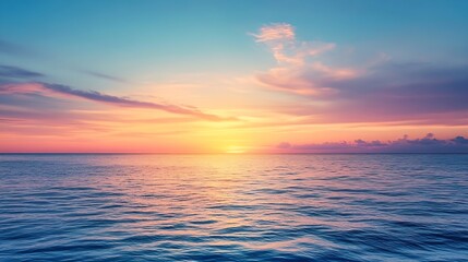 Obraz premium Stunning Vibrant Ocean Sunset with Multicolor Sky Over Serene Waves : Generative AI